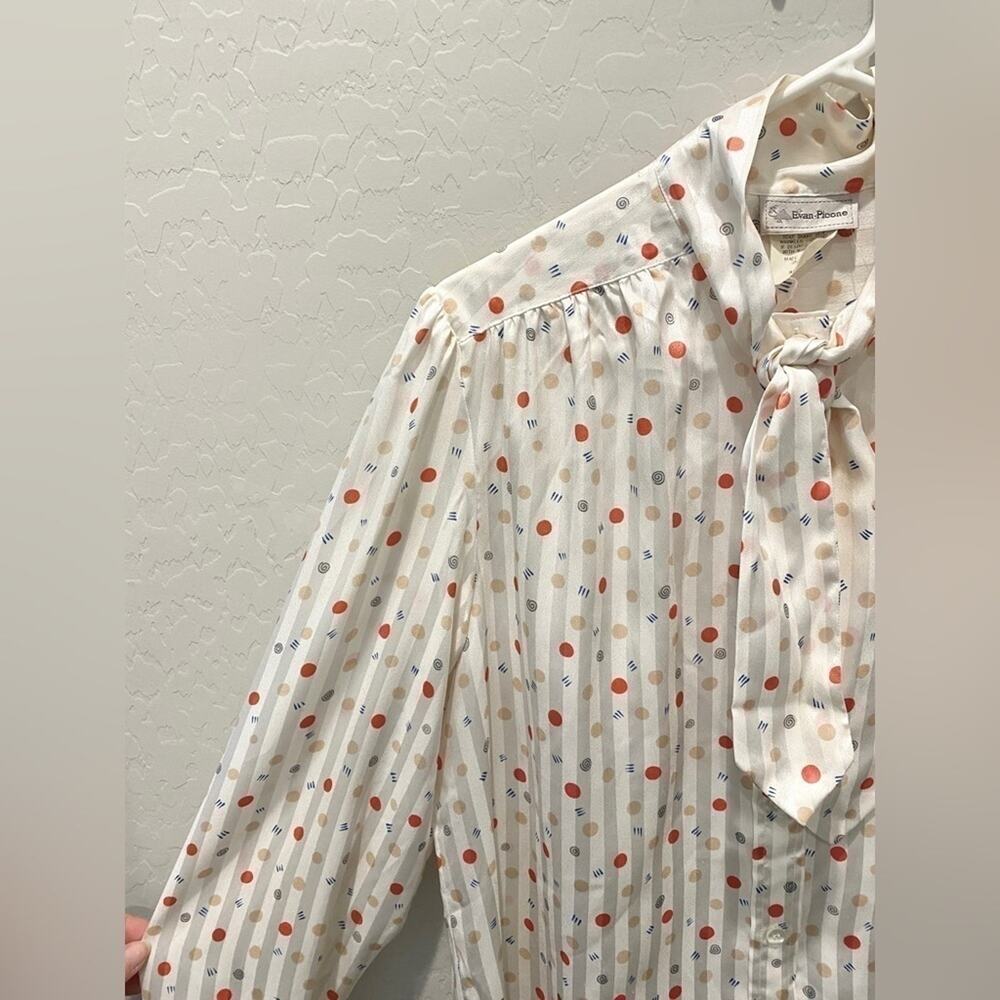 EVAN PICONE | Vintage Cream Polka Dot PussyBow Blouse Made in Japan | Size 14 - Picture 2 of 8